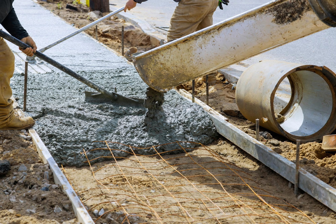 Concrete sidewalk building